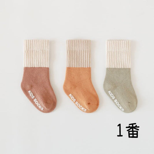 【SOCKS】Ribbed Color Socks - 3 Pair Set C0220