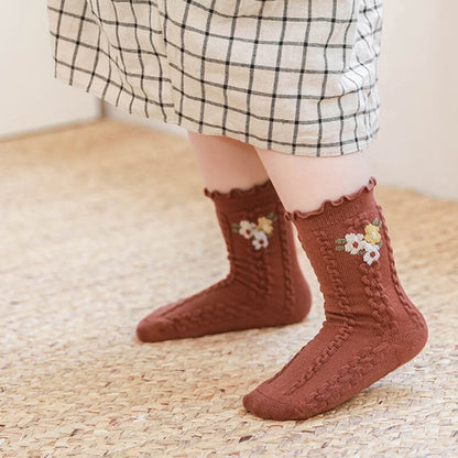 【SOCKS】Embroidered flower socks C0224