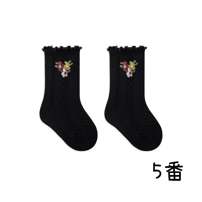 【SOCKS】Embroidered flower socks C0224