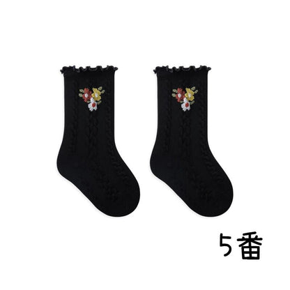 【SOCKS】Embroidered flower socks C0224