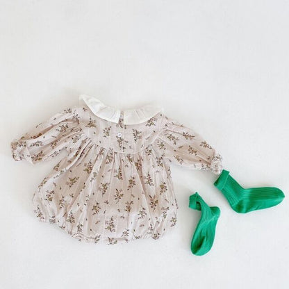 [New for Fall] Peter Pan Collar Floral Romper A0349