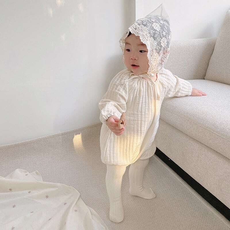 [Autumn Collection] Plain Round-Neck Romper - 3 Colors A0022