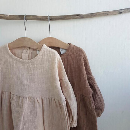[80-130] New Autumn Shoulder Design Linen Dress (2 Colors) A0814