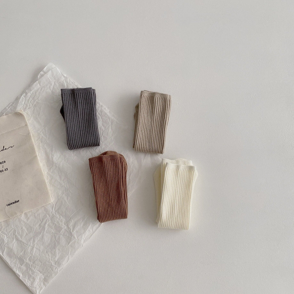 [Socks] Natural Frill Plain Socks, Set of 4 C0222