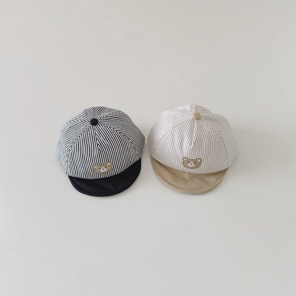 【HAT】ストライプクマ柄帽子 C0168