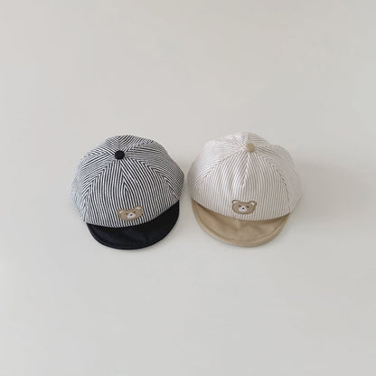【HAT】ストライプクマ柄帽子 C0168