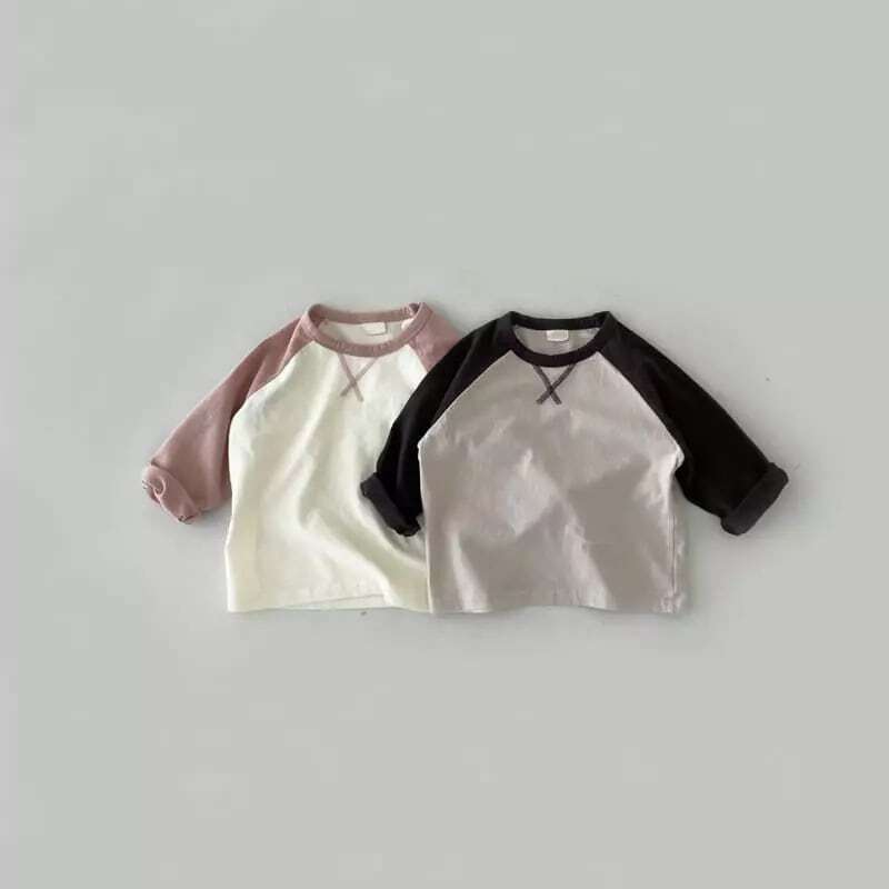 【秋新作】韓国風バイカラーTシャツ　全2色 A0586