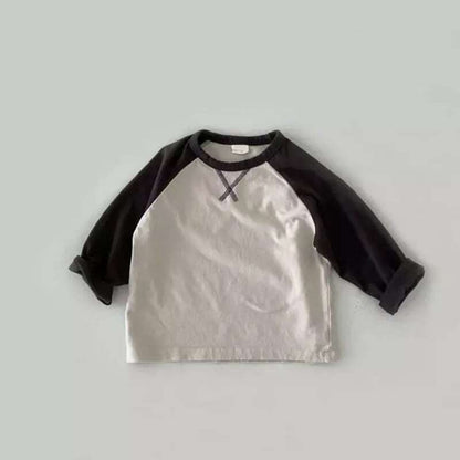 【秋新作】韓国風バイカラーTシャツ　全2色 A0586