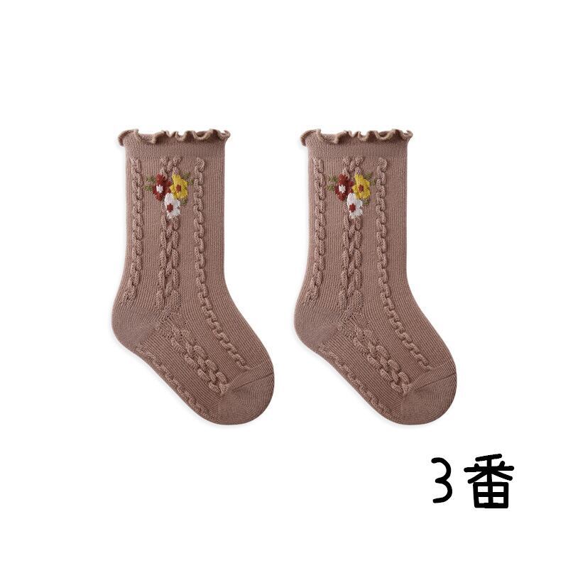 【SOCKS】Embroidered flower socks C0224
