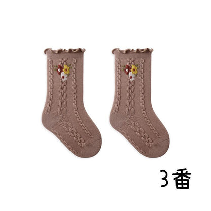 【SOCKS】Embroidered flower socks C0224