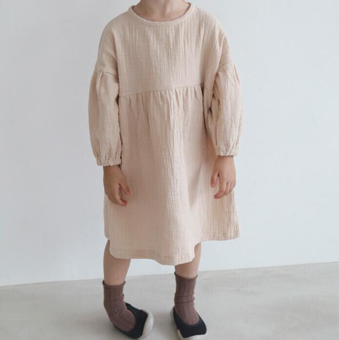 [80-130] New Autumn Shoulder Design Linen Dress (2 Colors) A0814