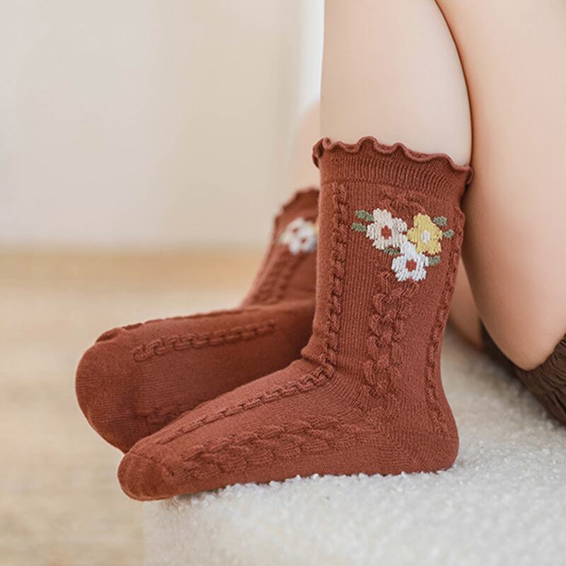 【SOCKS】Embroidered flower socks C0224
