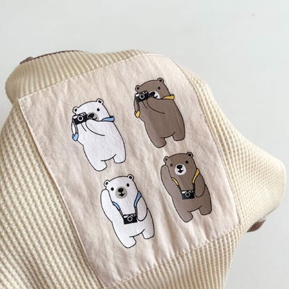 【秋新作】くまさんプリントワッフルセットアップ　全2色 A1044