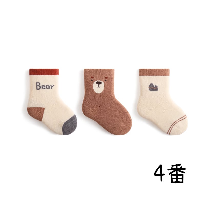 【SOCKS】暖かいカートゥーンソックス　3ペアセット C0205