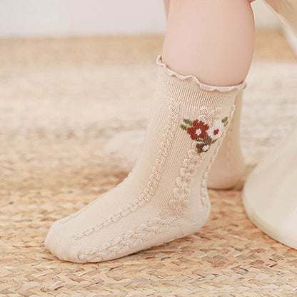 【SOCKS】Embroidered flower socks C0224