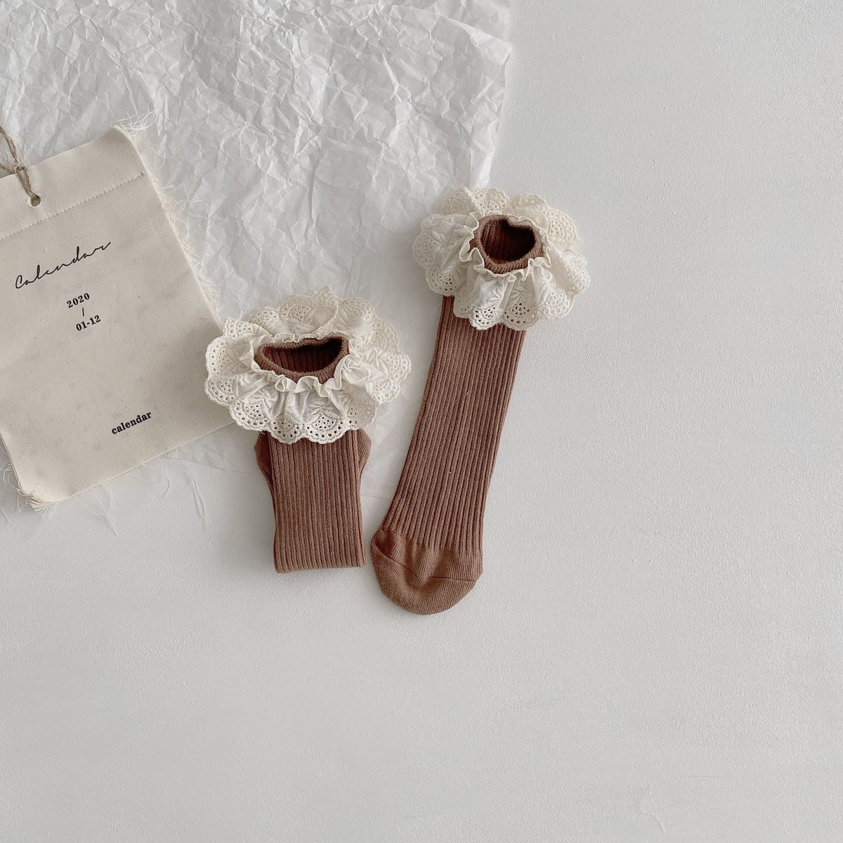 [Socks] Natural Frill Plain Socks, Set of 4 C0222
