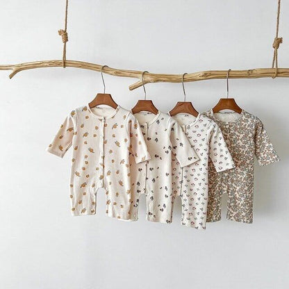 【66-100】秋新作ヨーロッパ風花柄ワッフルロンパース　全4種類 A0244