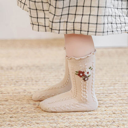【SOCKS】Embroidered flower socks C0224