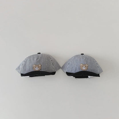 【HAT】ストライプクマ柄帽子 C0168