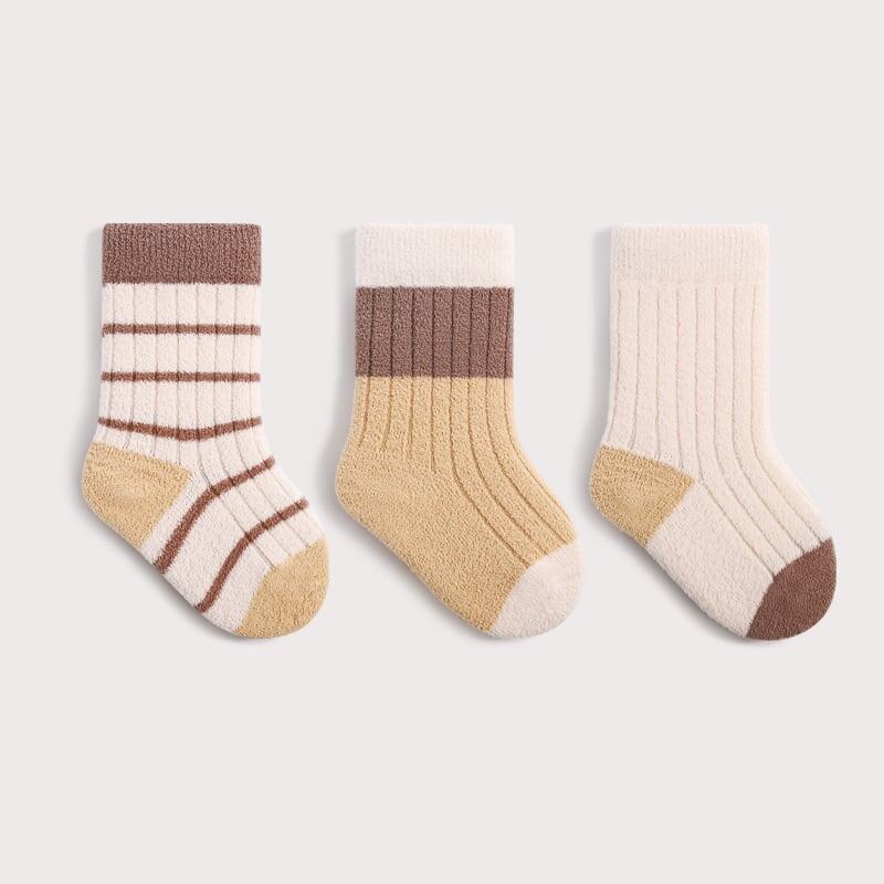 [SOCKS] Warm Border Socks - 3-Pair Set C0085