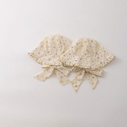 【HAT】リボン付き小花ボンネット　帽子 C0128