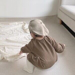 [Autumn Collection] Plain Round-Neck Romper - 3 Colors A0022