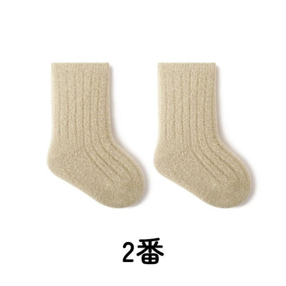 【SOCKS】暖かいリブ無地ソックス C0227