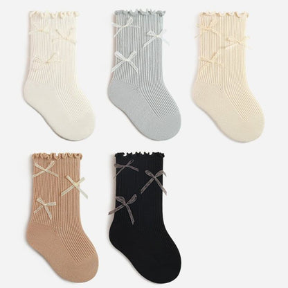 【SOCKS】蝶結び付きリブソックス C0118