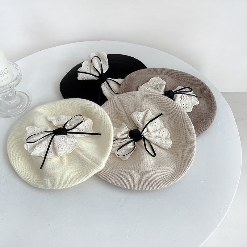 【HAT】蝶結び付き可愛いベレー帽子 C0190