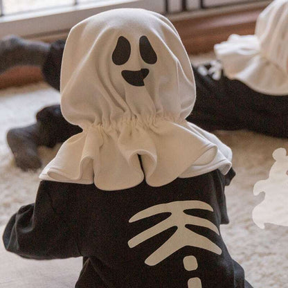 【秋新作】帽子付ハロウィーンスケルトンマント付き仮装ロンパース A0460