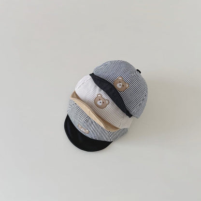 【HAT】ストライプクマ柄帽子 C0168