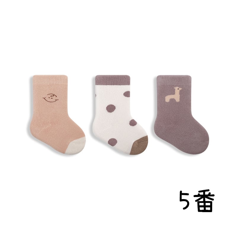 【SOCKS】暖かいアニマル柄ソックス　3ペアセット C0004