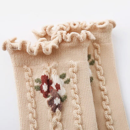 【SOCKS】Embroidered flower socks C0224
