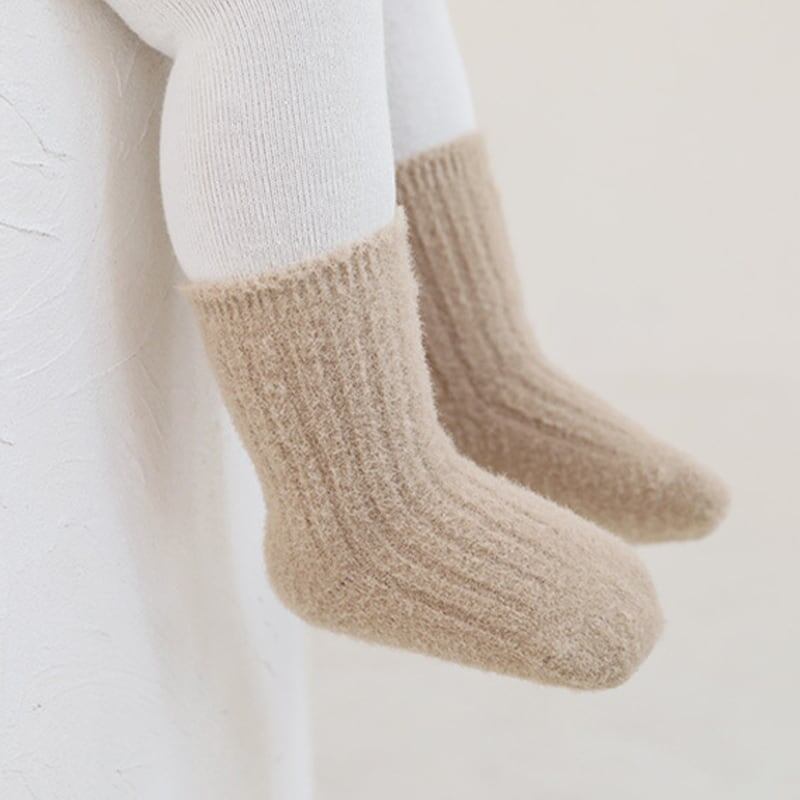 【SOCKS】暖かいリブ無地ソックス C0227