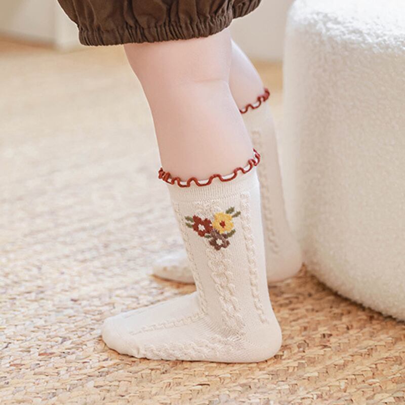【SOCKS】Embroidered flower socks C0224