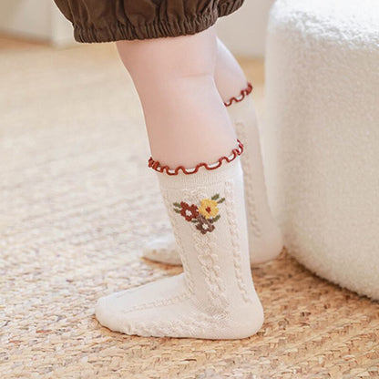 【SOCKS】Embroidered flower socks C0224