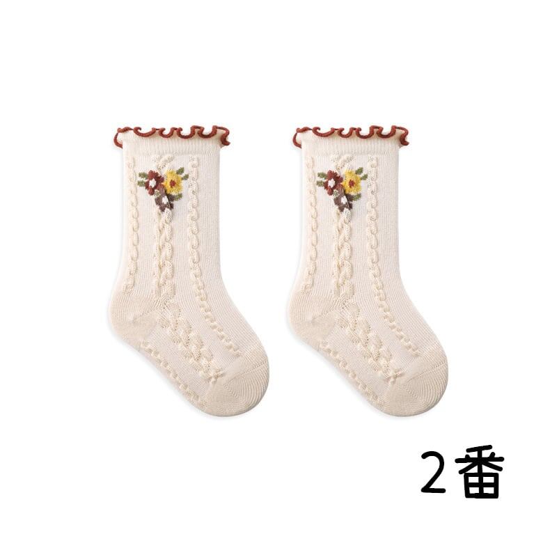 【SOCKS】Embroidered flower socks C0224