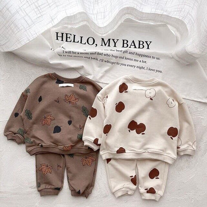【秋新作】リンゴorカエデ葉柄カジュアルセットアップ　全2色 A0708