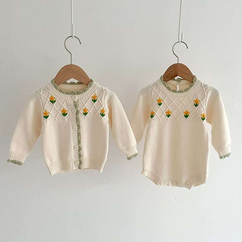 【66-100】秋新作花柄カーディガンORロンパース 全2色 A1045