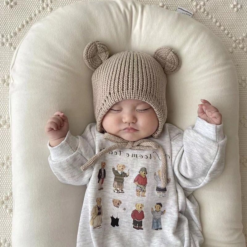 [66-90] Autumn New Korean Style Cute Bear Print Long-Sleeve Romper A0425
