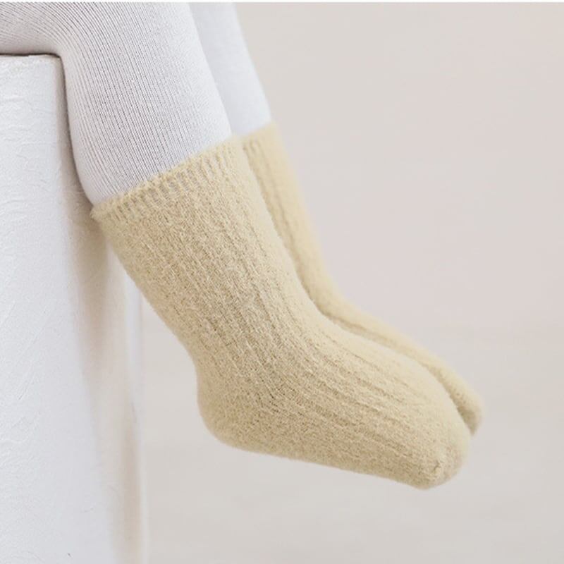 【SOCKS】暖かいリブ無地ソックス C0227
