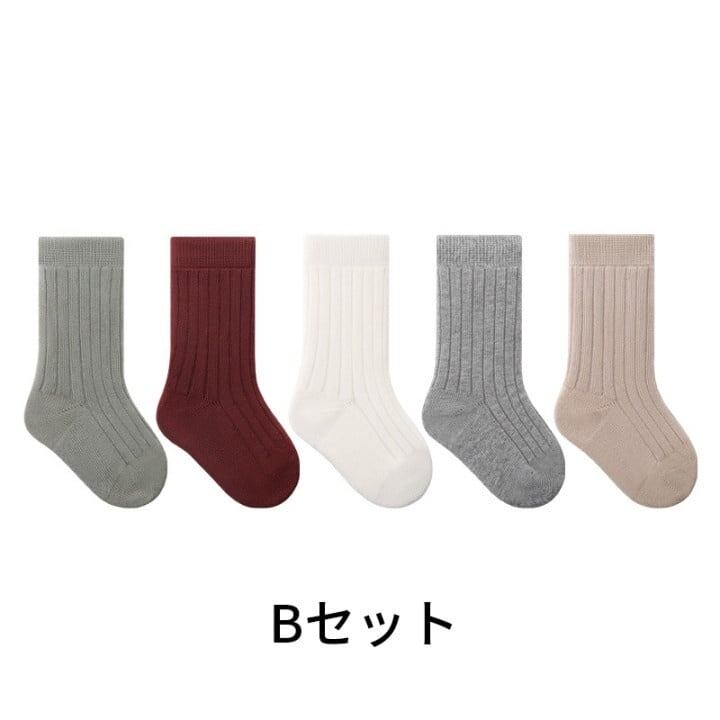 【SOCKS】Warm Plain Socks - 5 Pair Set C0267