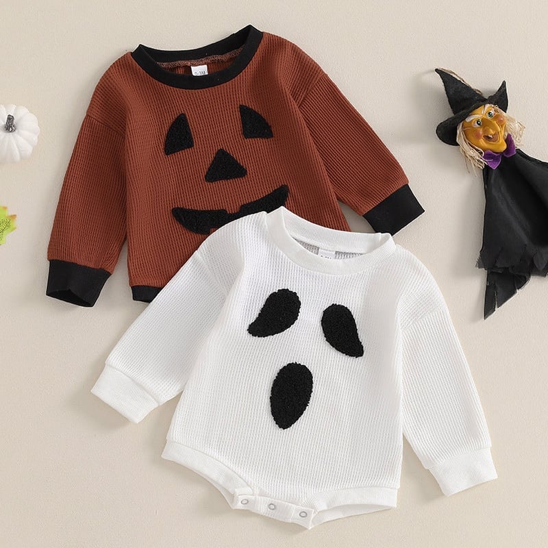 【秋新作】ハロウィーンワッフル悪魔ロンパース　全2色 A1105
