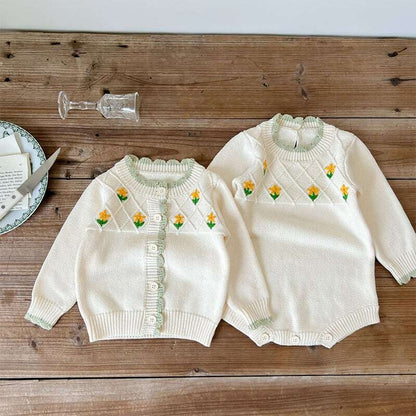 【66-100】秋新作花柄カーディガンORロンパース 全2色 A1045