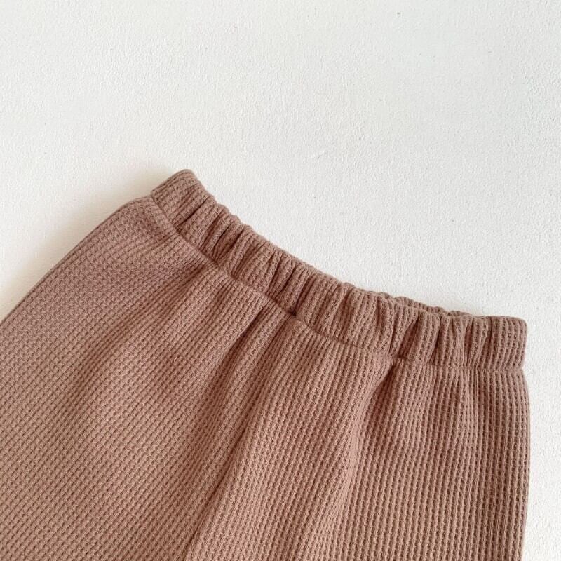 【秋新作】くまさんプリントワッフルセットアップ　全2色 A1044