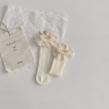 [Socks] Natural Frill Plain Socks, Set of 4 C0222