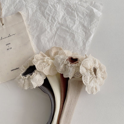 [Socks] Natural Frill Plain Socks, Set of 4 C0222