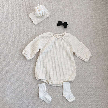 [Autumn Collection] Plain Round-Neck Romper - 3 Colors A0022