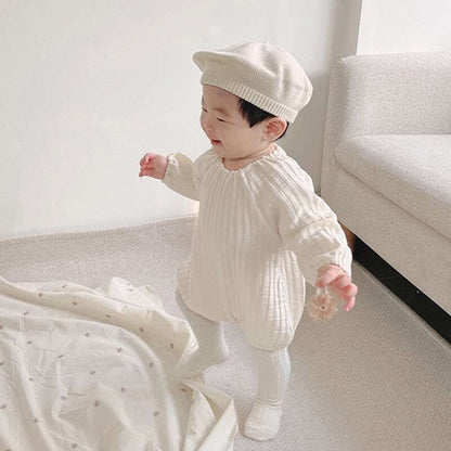[Autumn Collection] Plain Round-Neck Romper - 3 Colors A0022