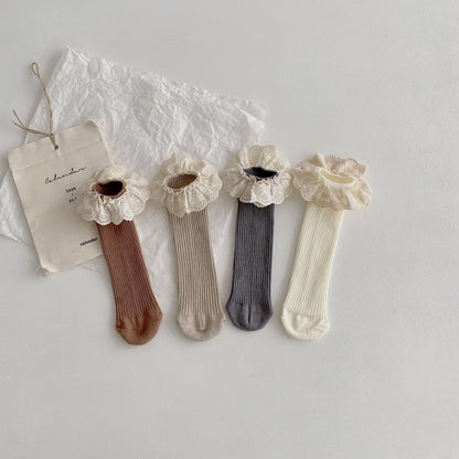 [Socks] Natural Frill Plain Socks, Set of 4 C0222